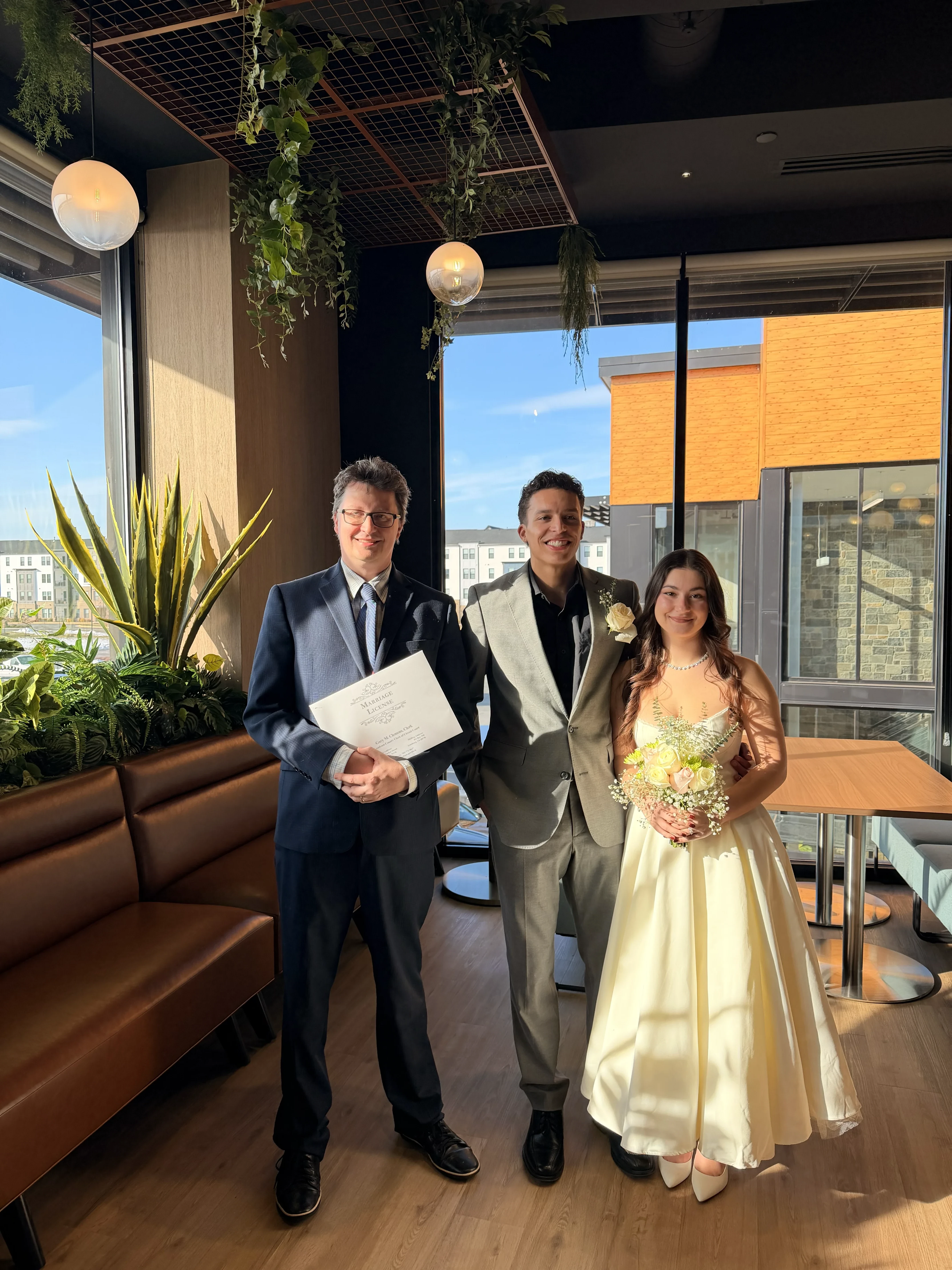 Office wedding ceremony in a larger event space