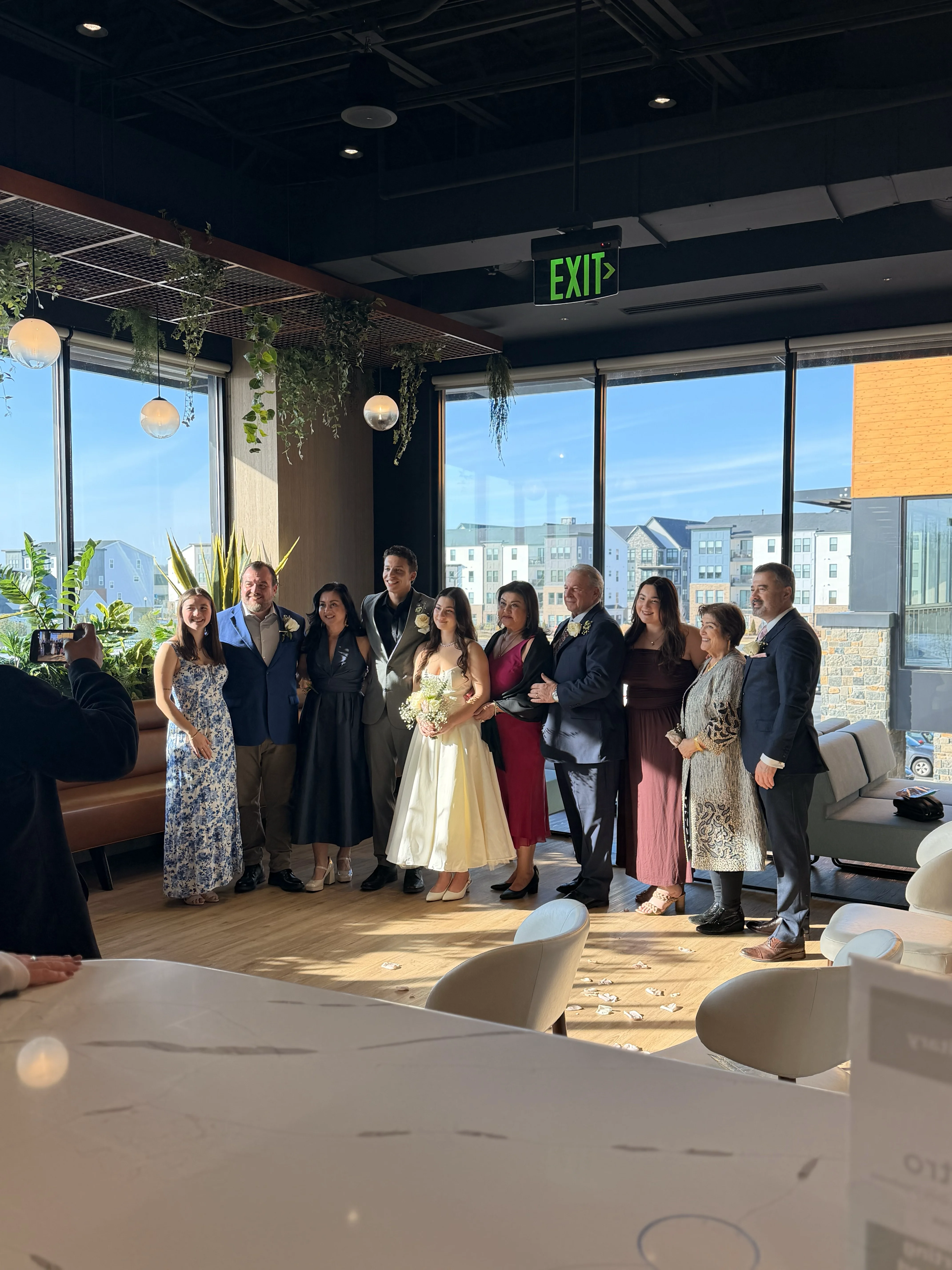Couple marriage license signing in office